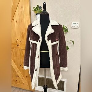 Rip Curl Chocolate and Cream Teddy Jacket sz S 100%Cotton fits women small